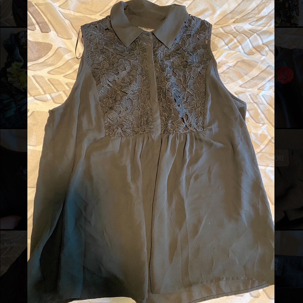 Black Lace Sheer Top | Size: XL | Black